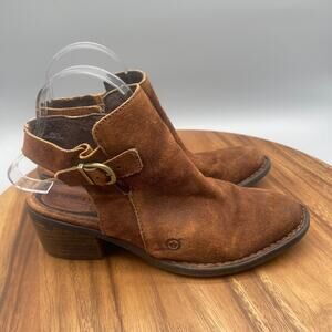 Born Margrit Sandals Womens 8 M Brown Leather Sling Back Ankle Boot F26026